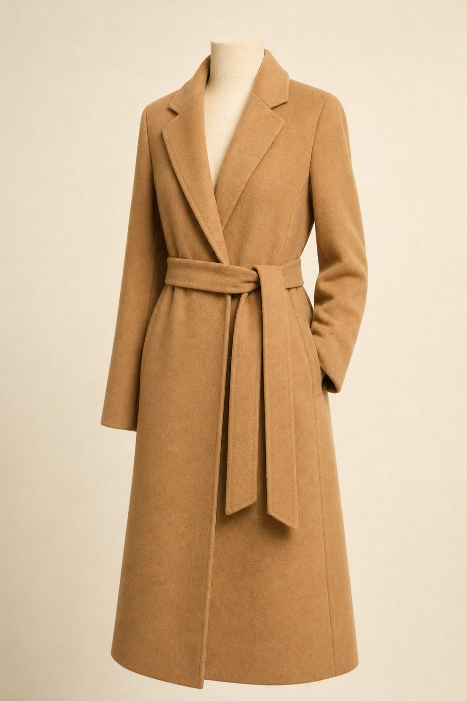 Camel Wool-Blend Coat