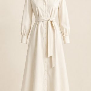 Ivory Cotton Shirt Dress