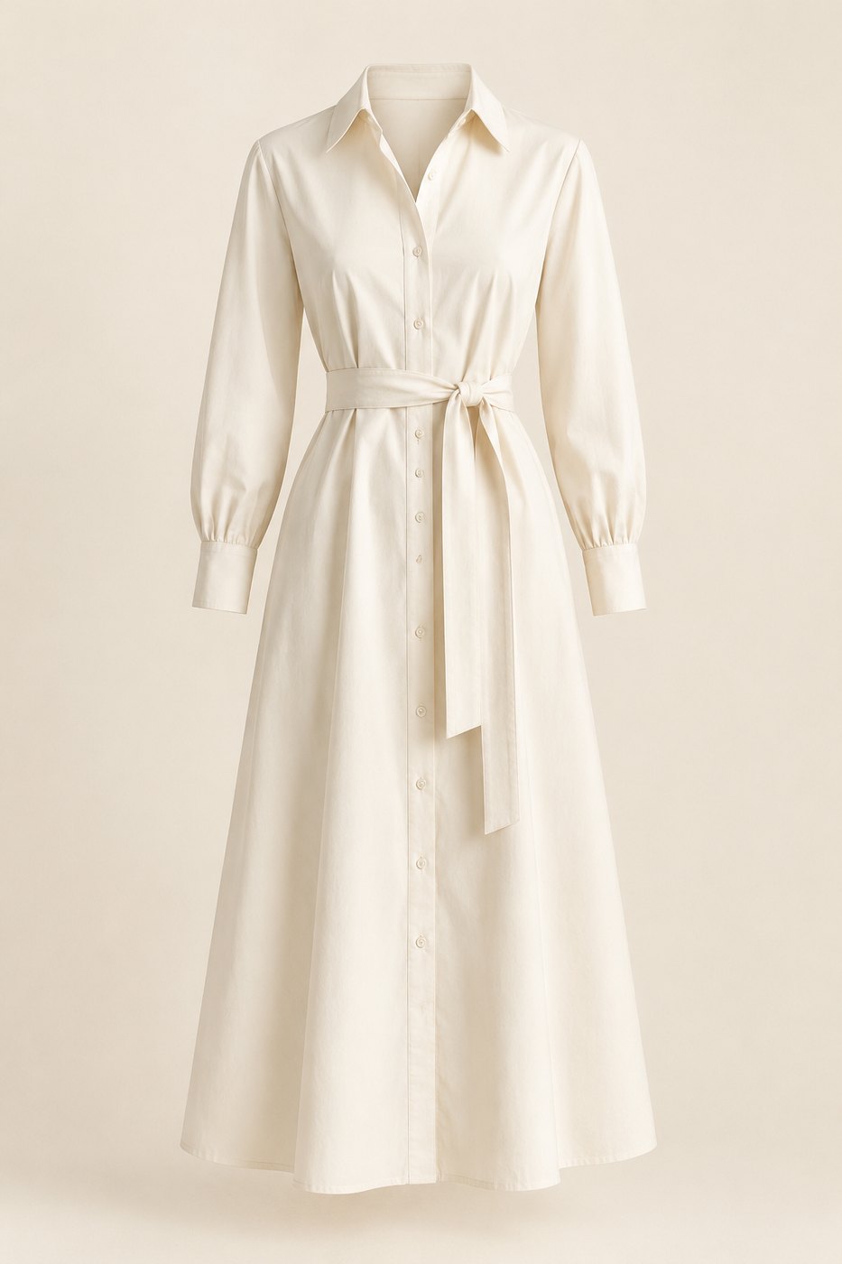 Ivory Cotton Shirt Dress