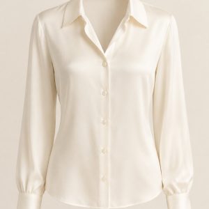 Ivory Silk-Blend Blouse