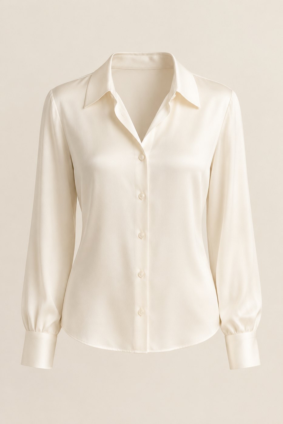 Ivory Silk-Blend Blouse